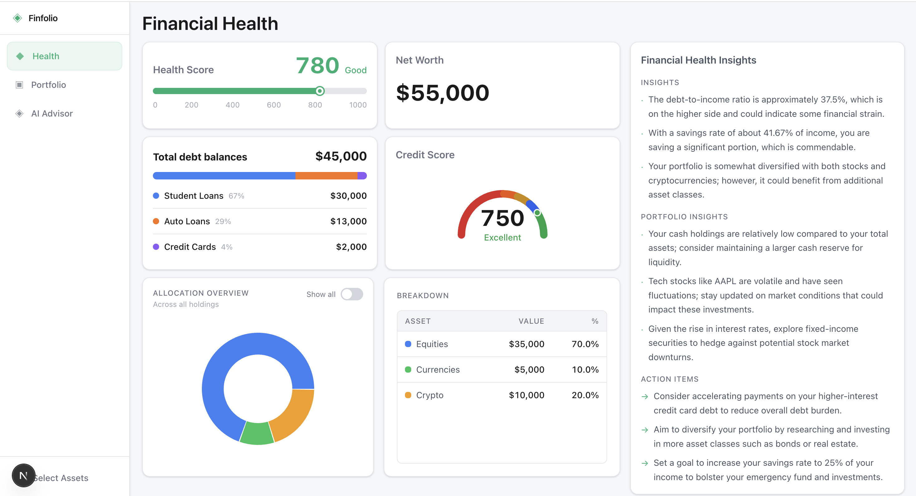 Portfolio Dashboard screenshot